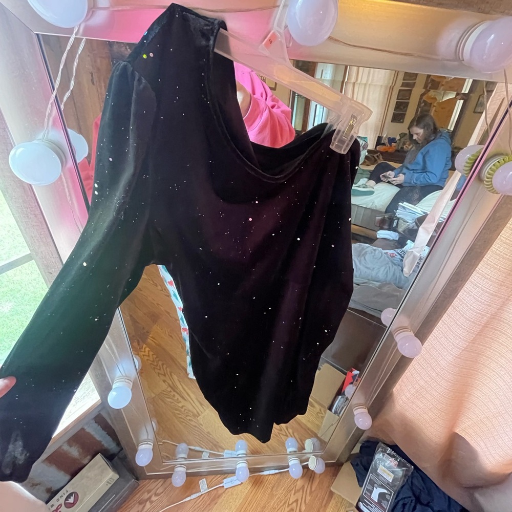 SHEIN Black Sparkle Long Sleeve Top